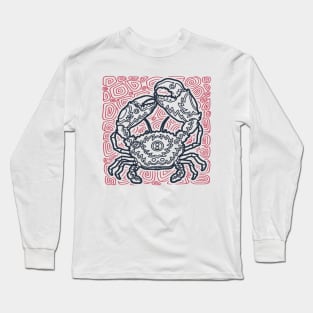 Stone Crab Ink Art Tattoo Retro Red And Black Long Sleeve T-Shirt